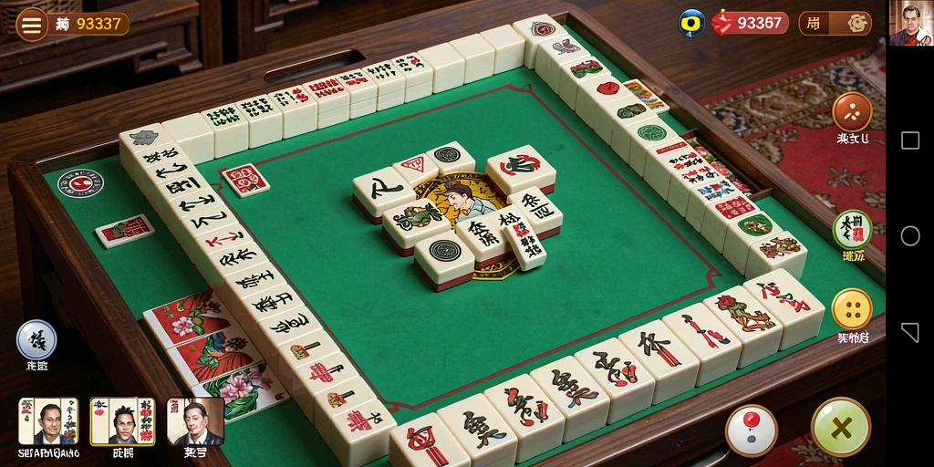 Gameplay seru dari aplikasi Mahjong 93337 dengan ubin berwarna-warni.