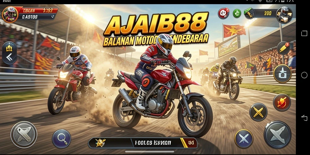 Gameplay menegangkan dari AJAIB88 dengan balapan motor yang cepat.