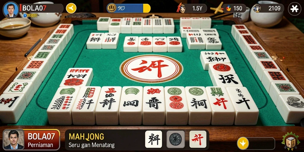 Gameplay BOLA07 yang menampilkan serunya permainan Mahjong.