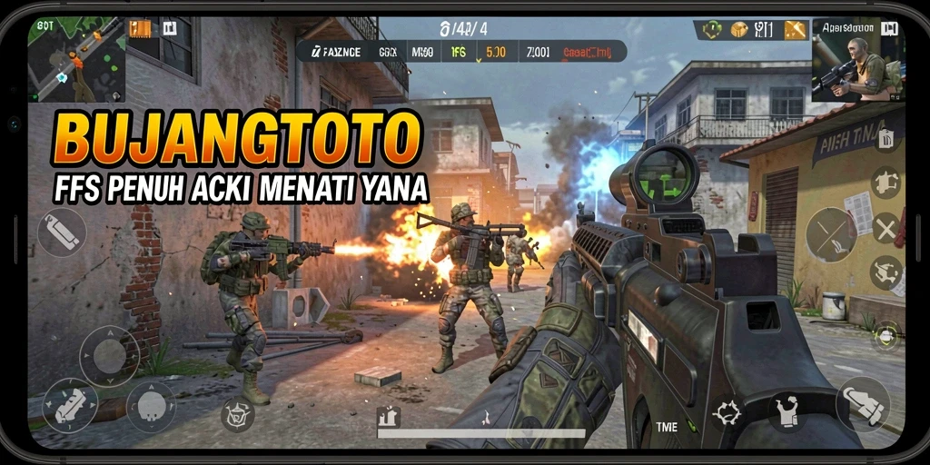 Tangkapan layar menampilkan pertempuran seru dalam game FPS BUJANGTOTO.