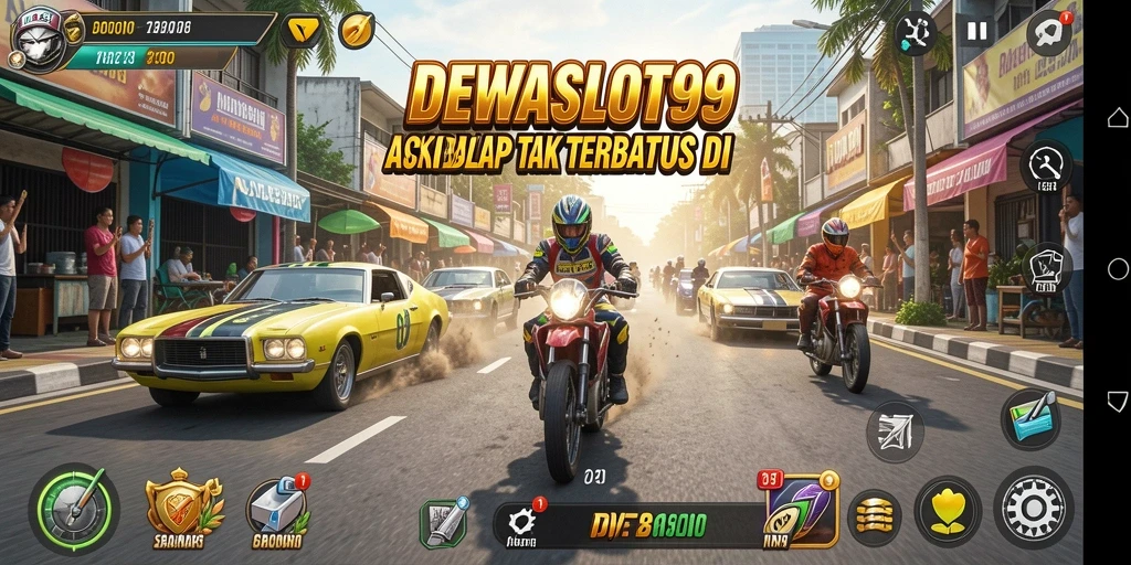 Tampilan aksi balapan seru di DEWASLOT99 yang penuh adrenalin.