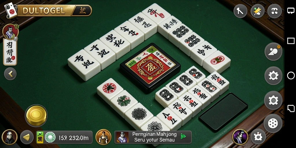 Screenshot gameplay DULTOGEL dengan grafis Mahjong yang menarik.