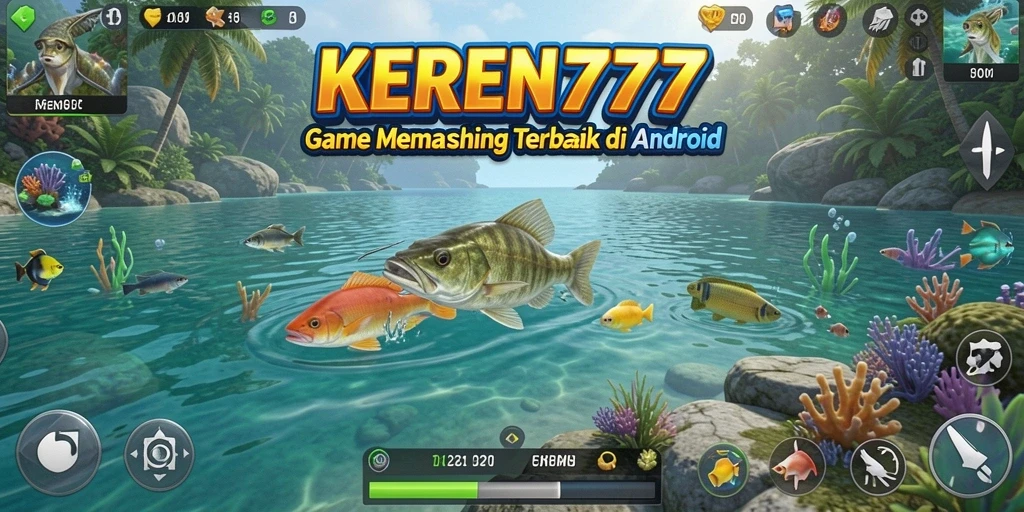 Tampilan gameplay KEREN777 saat menangkap ikan di laut.