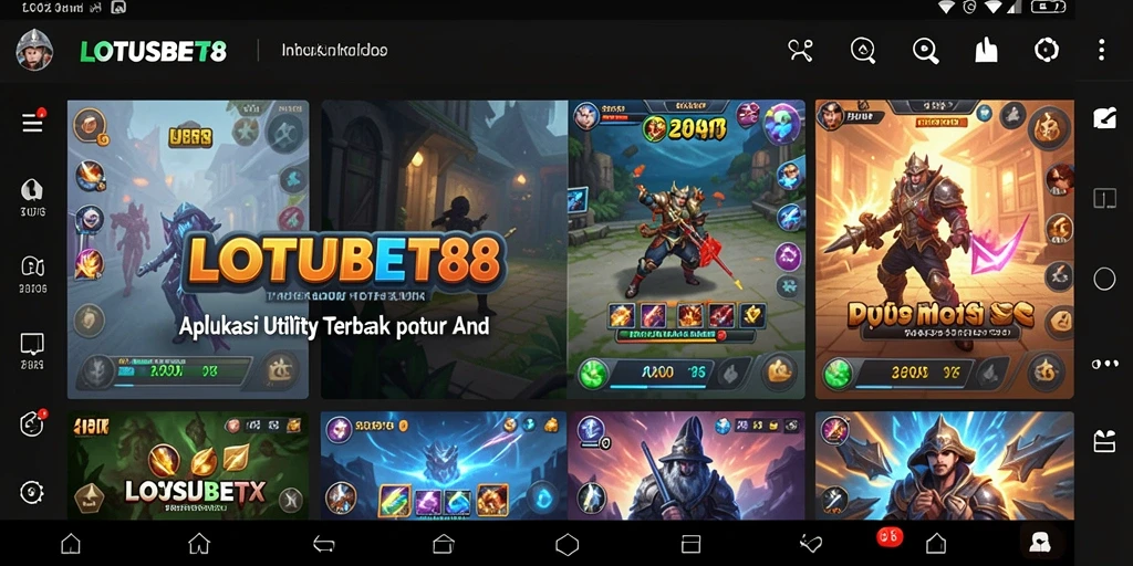 Tampilan aplikasi LOTUSBET88 dengan fitur-fitur Utility yang menarik.