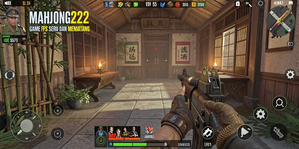 Tampilan gameplay intens dari MAHJONG222 saat aksi pertempuran.