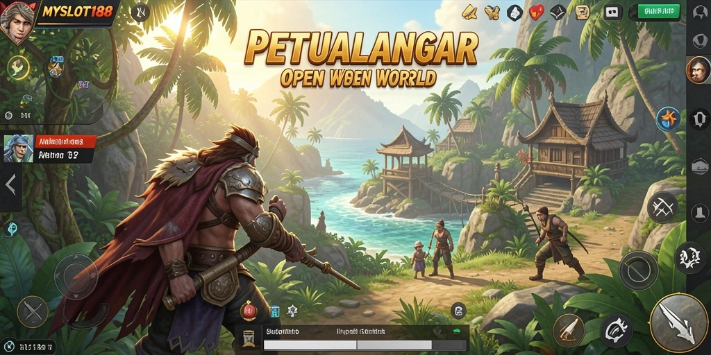 Screenshot utama MYSLOT188 menunjukkan gameplay petualangan Open World yang menakjubkan.