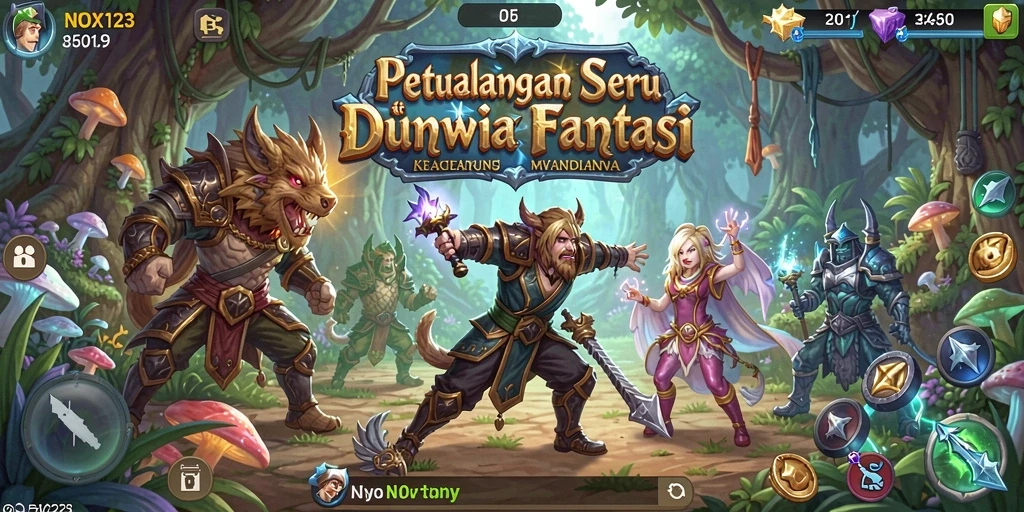 Tampilan gameplay seru di dunia fantasi NOX123.