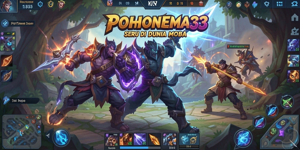 Screenshot gameplay MOBA yang menegangkan di POHONEMAS33.