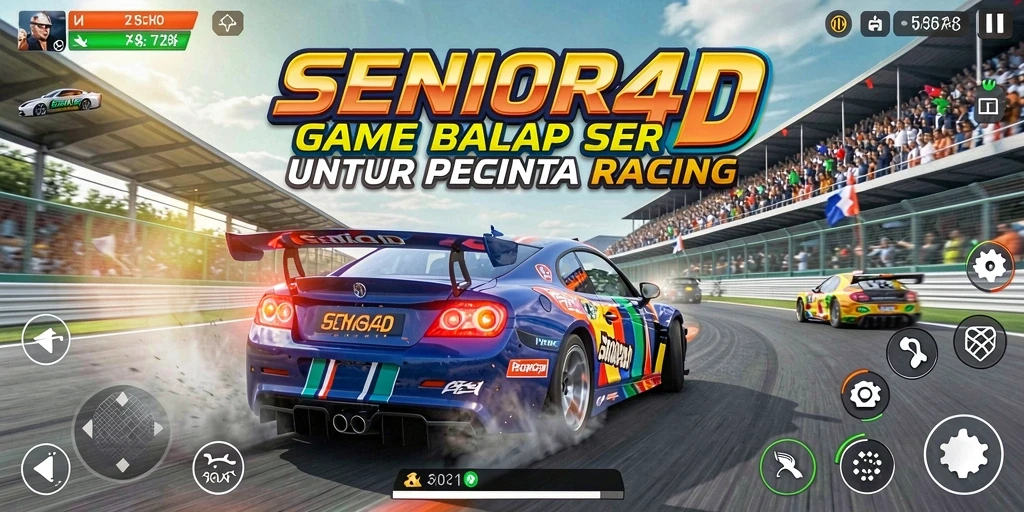 Screenshot gameplay dengan aksi balap yang mendebarkan.