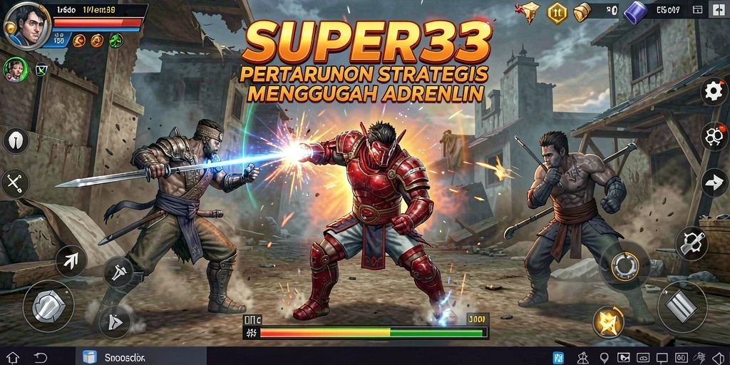 Tangkapan layar SUPER33 menampilkan aksi pertempuran strategis yang mendebarkan.