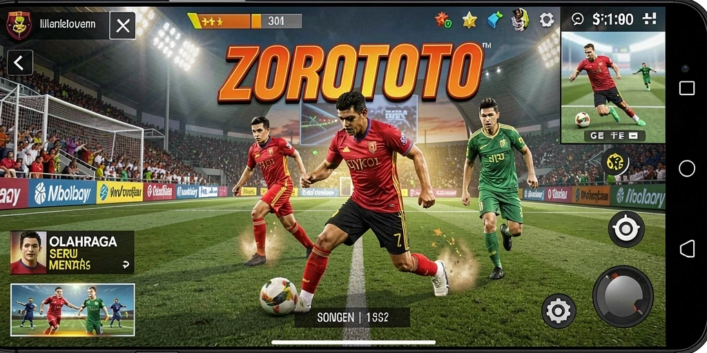 Tangkapan layar ZOROTOTO menampilkan pertandingan olahraga yang seru dan interaktif.